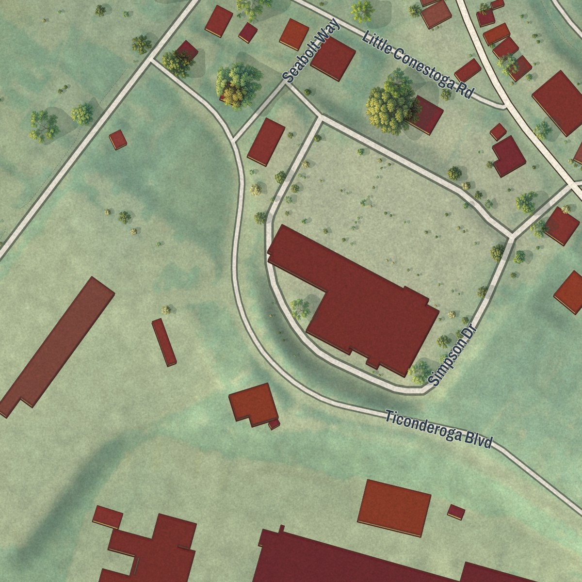 Second close-up of the map of Eagle, Pennsylvania print showing more streets and buildings