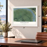 Eagle Village, Alaska map, 18 x 24 inch print in a white frame in a home office