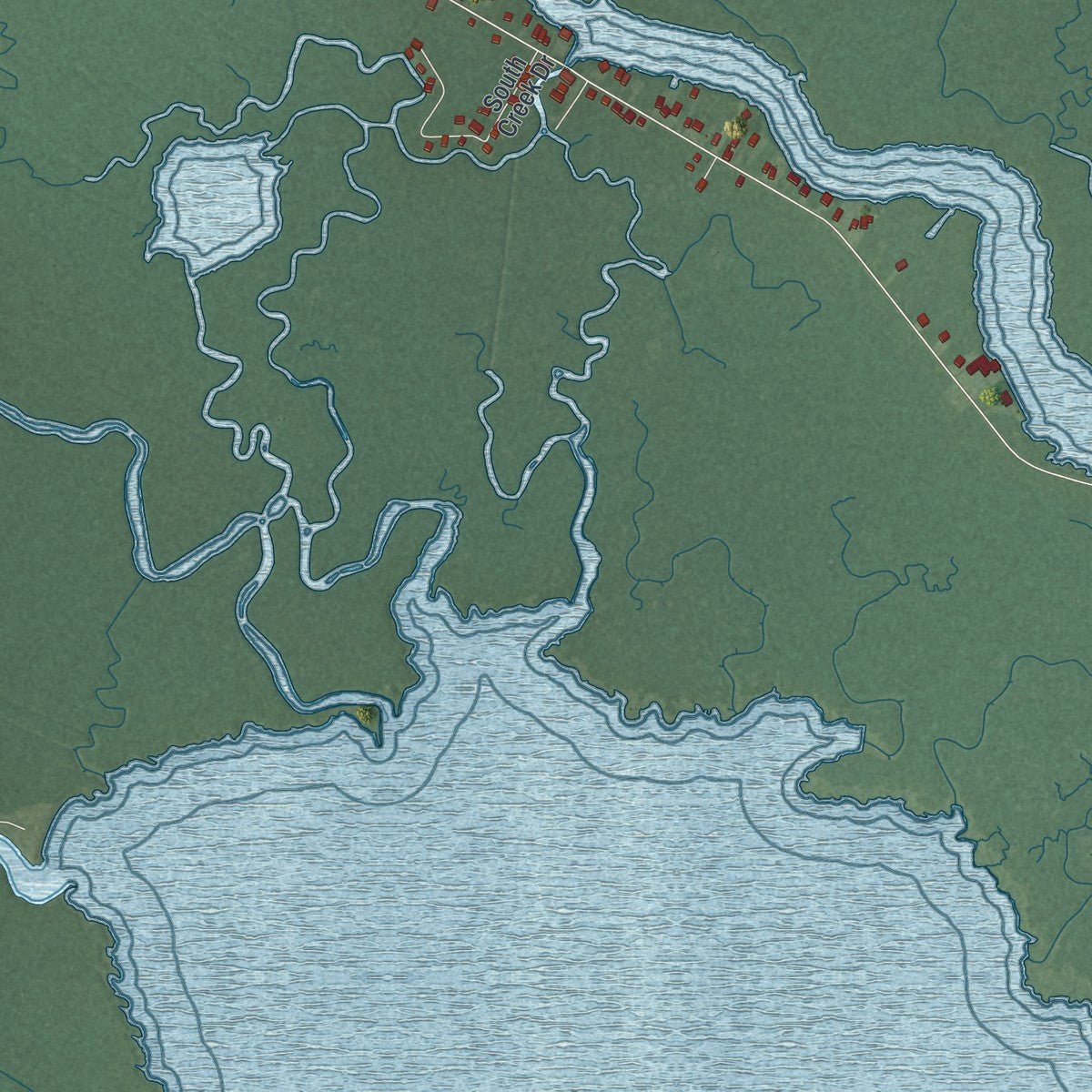Second close-up of the map of Eagleswood, New Jersey print showing more streets and buildings