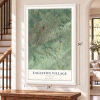 Eagleton Village, Tennessee map, 24 x 36 inch print in a white frame by a staircase