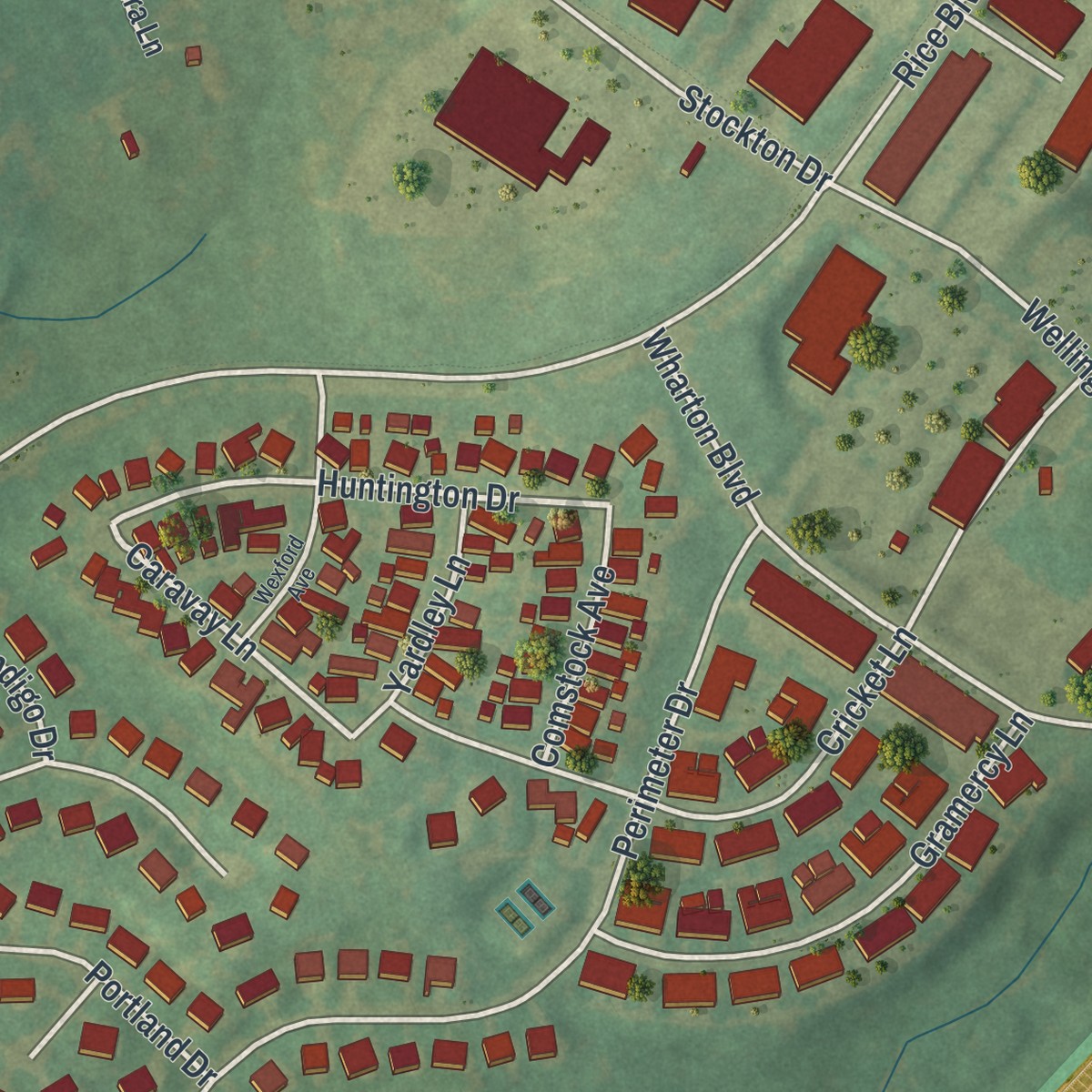 Second close-up of the map of Eagleview, Pennsylvania print showing more streets and buildings