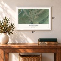 Eagleville, Pennsylvania map, 12 x 18 inch print in a white frame in an entryway