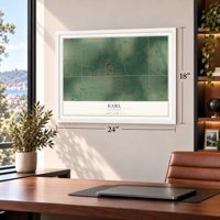 Earl, Oklahoma map, 18 x 24 inch print in a white frame in a home office
