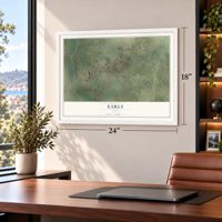 Early, Texas map, 18 x 24 inch print in a white frame in a home office