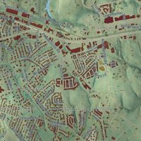 Second close-up of the map of Easley, South Carolina print showing more streets and buildings