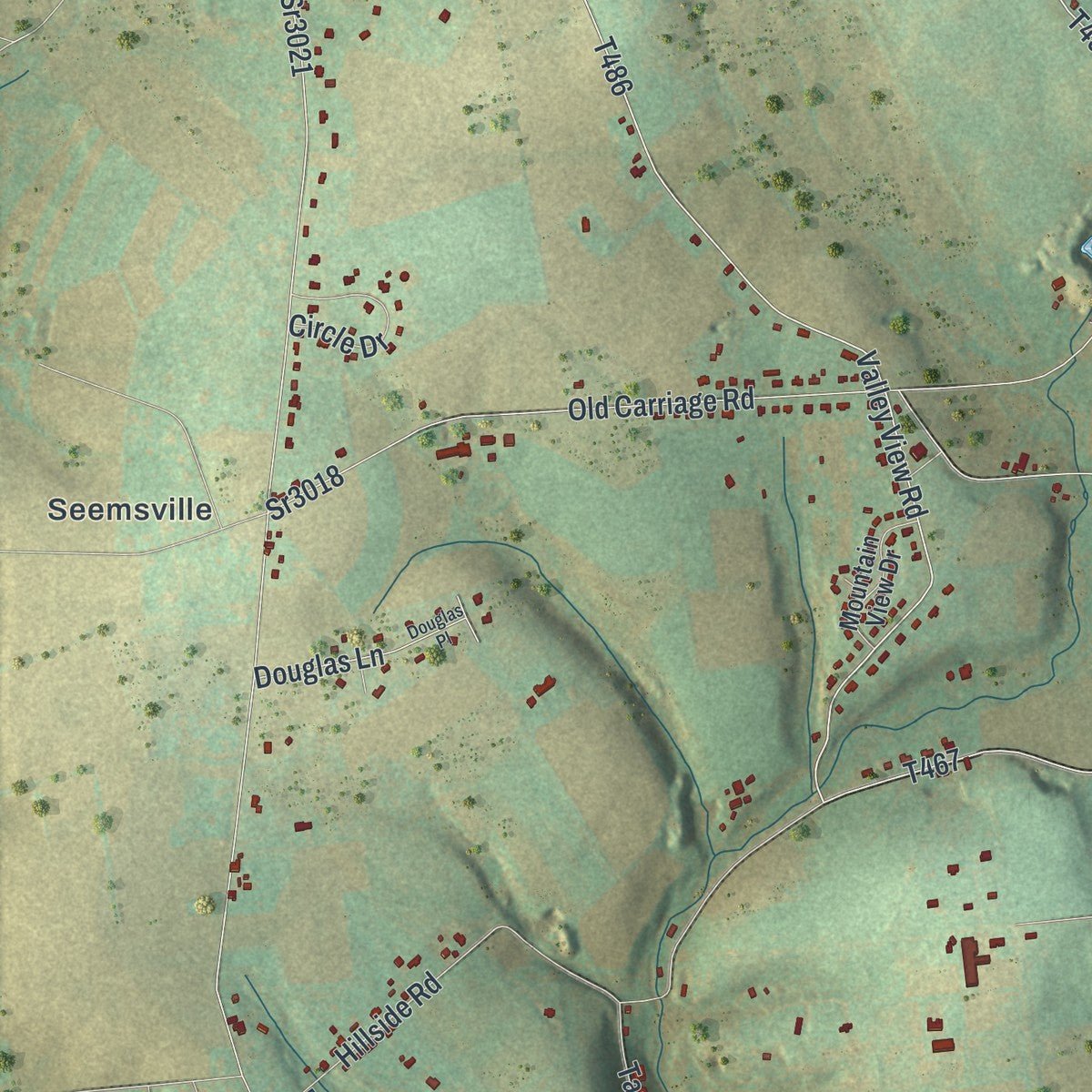 Second close-up of the map of East Allen, Pennsylvania print showing more streets and buildings