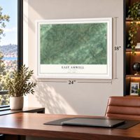 East Amwell, New Jersey map, 18 x 24 inch print in a white frame in a home office