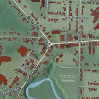 Second close-up of the map of East Aurora, New York print showing more streets and buildings