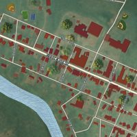 Second close-up of the map of East Berlin, Pennsylvania print showing more streets and buildings