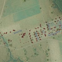 Second close-up of the map of East Bernard, Texas print showing more streets and buildings