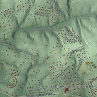 Second close-up of the map of East Bradford, Pennsylvania print showing more streets and buildings