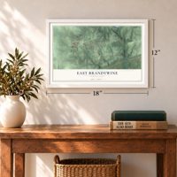East Brandywine, Pennsylvania map, 12 x 18 inch print in a white frame in an entryway