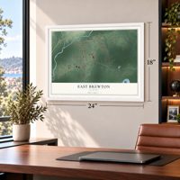 East Brewton, Alabama map, 18 x 24 inch print in a white frame in a home office