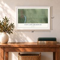 East Cape Girardeau, Illinois map, 12 x 18 inch print in a white frame in an entryway
