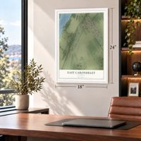 East Carondelet, Illinois map, 18 x 24 inch print in a white frame in a home office