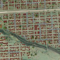 Second close-up of the map of East Central, Washington print showing more streets and buildings