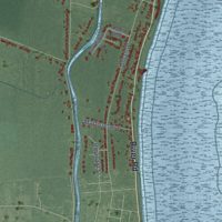Second close-up of the map of East China, Michigan print showing more streets and buildings