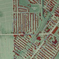 Second close-up of the map of East Cleveland, Ohio print showing more streets and buildings