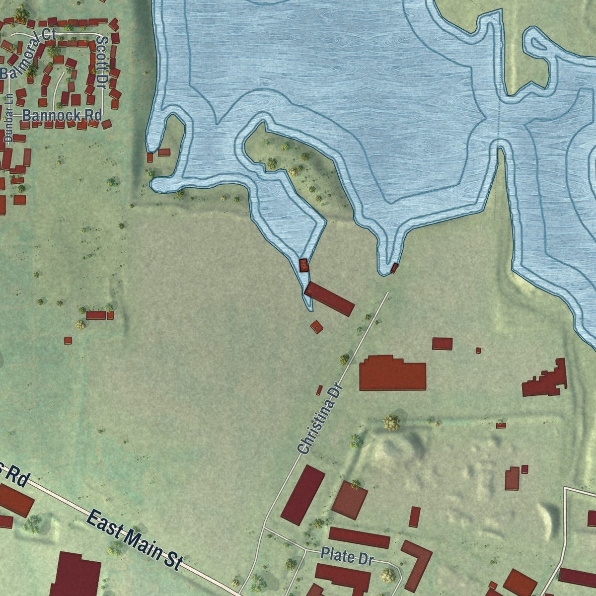 Second close-up of the map of East Dundee, Illinois print showing more streets and buildings