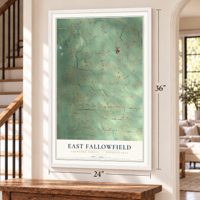 East Fallowfield, Crawford County, Pennsylvania map, 24 x 36 inch print in a white frame by a staircase