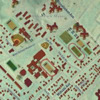 Second close-up of the map of East Falls, Pennsylvania print showing more streets and buildings