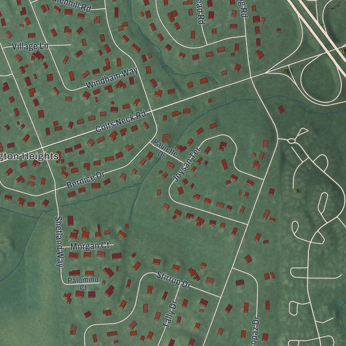 Second close-up of the map of East Freehold, New Jersey print showing more streets and buildings