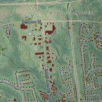 Second close-up of the map of East Greenwich, Rhode Island print showing more streets and buildings