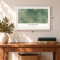 East Griffin, Georgia map, 12 x 18 inch print in a white frame in an entryway