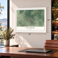 East Griffin, Georgia map, 18 x 24 inch print in a white frame in a home office