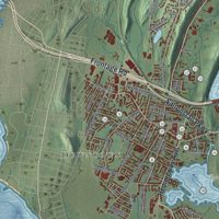 Second close-up of the map of East Haven, Connecticut print showing more streets and buildings
