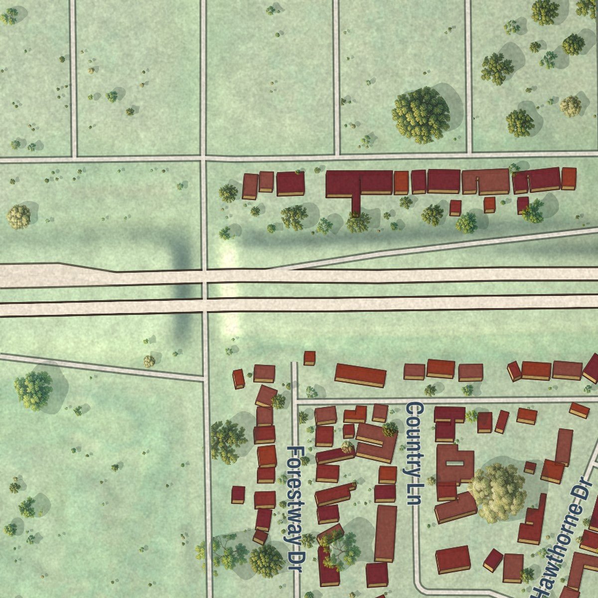 Second close-up of the map of East Hazel Crest, Illinois print showing more streets and buildings