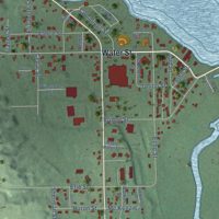 Second close-up of the map of East Jordan, Michigan print showing more streets and buildings