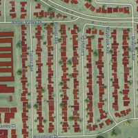 Second close-up of the map of East La Mirada, California print showing more streets and buildings