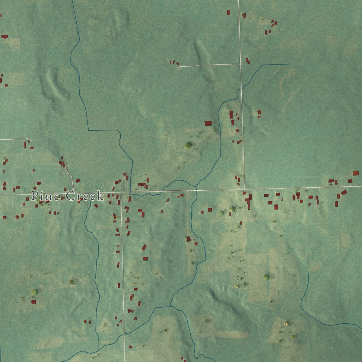 Second close-up of the map of East Leroy, Michigan print showing more streets and buildings