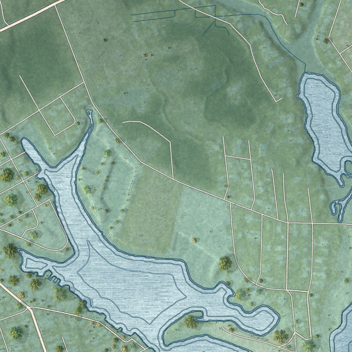 Second close-up of the map of East Marion, New York print showing more streets and buildings