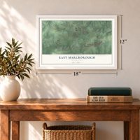 East Marlborough, Pennsylvania map, 12 x 18 inch print in a white frame in an entryway