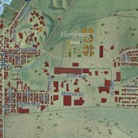 Second close-up of the map of East Moline, Illinois print showing more streets and buildings