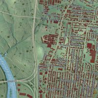 Second close-up of the map of East Nashville, Tennessee print showing more streets and buildings