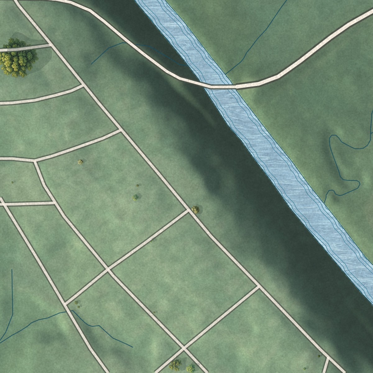 Second close-up of the map of East Oolitic, Indiana print showing more streets and buildings