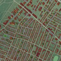 Second close-up of the map of East Orange, New Jersey print showing more streets and buildings
