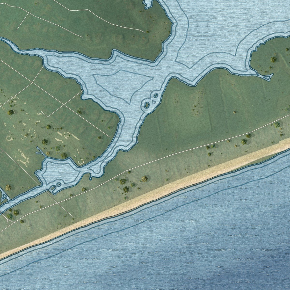 Second close-up of the map of East Quogue, New York print showing more streets and buildings