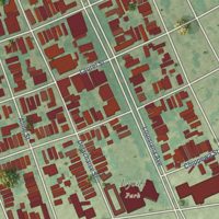 Second close-up of the map of East Riverside, Louisiana print showing more streets and buildings