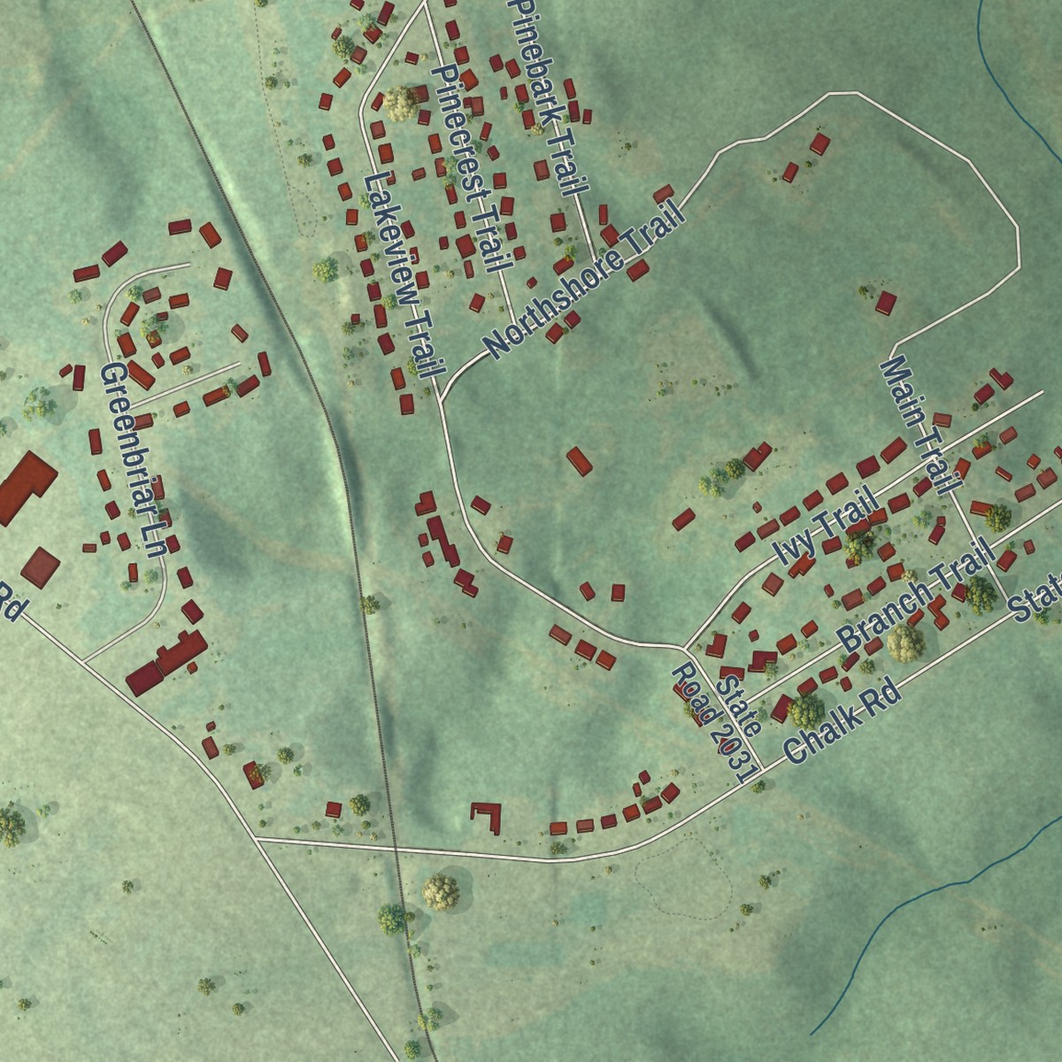Second close-up of the map of East Rockingham, North Carolina print showing more streets and buildings