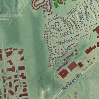 Second close-up of the map of East Setauket, New York print showing more streets and buildings