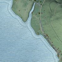 Second close-up of the map of East Shore, California print showing more streets and buildings