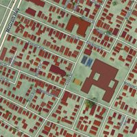 Second close-up of the map of East Somerville, Massachusetts print showing more streets and buildings