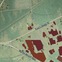 Second close-up of the map of East Sumter, South Carolina print showing more streets and buildings