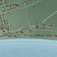 Second close-up of the map of East Tawas, Michigan print showing more streets and buildings