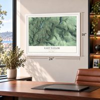 East Taylor, Pennsylvania map, 18 x 24 inch print in a white frame in a home office