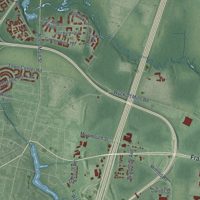 Second close-up of the map of East Windsor, New Jersey print showing more streets and buildings